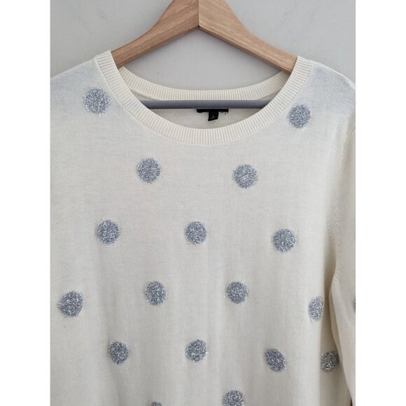 Talbots Lambs Wool Blend Tinsel Dot Sweater Women's Size L - Picture 4 of 8